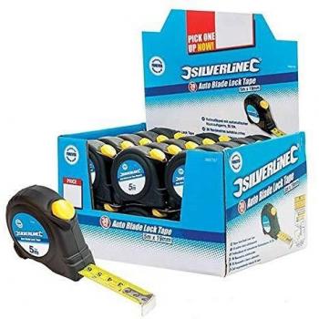 Silverline Heavy-Duty Auto-Lock Measuring Tape Display Box