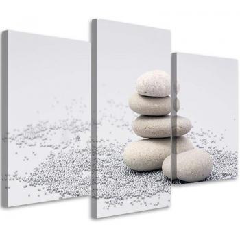 Quadro Tessuto Pietre Zen Natura Beige 60x40 Grigio