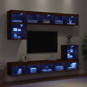 VidaXL 8-tlg. Wohnwand mit LED in Braun Eichen-Optik