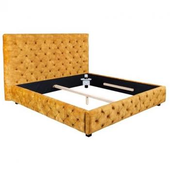 Riess-ambiente Kingsize Bett PARIS 180x200cm senfgelb Samt Chesterfield