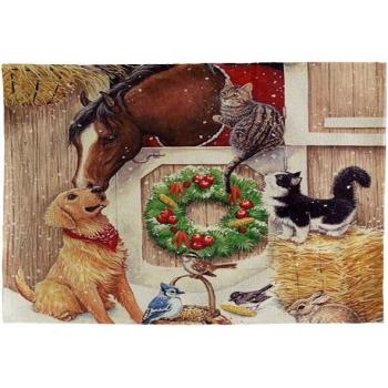Pferd Katze Weihnachten Untersetzer Baumwolle Leinen 42x32cm