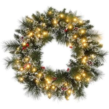 Couronne de Noël artificielle illuminée 60 cm