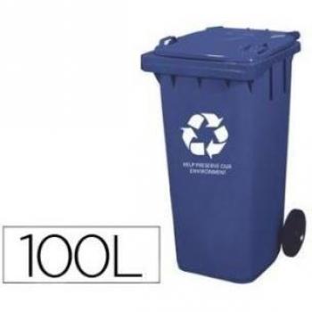 Contenedor selectivo q-connect 100L azul con ruedas