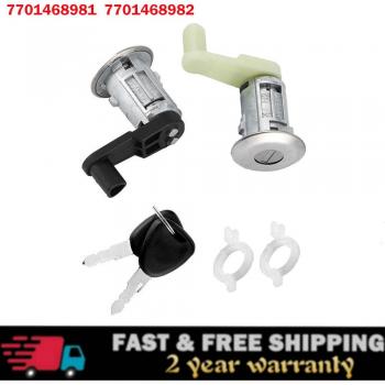 Renault Car Door Lock Cylinder Set with 2 Keys for Megane Scenic Clio Master