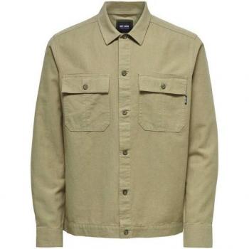 Overshirt Manica Lunga Kennet in Lino Chinchilla XL Only & Sons