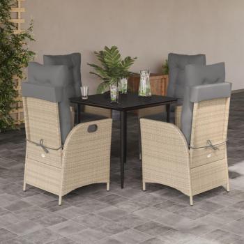 Ensemble de salle à manger de jardin 5 pièces en rotin beige
