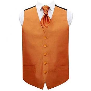 DQT 36 Plain Shantung Vest and Cravat Set in Turmeric Yellow