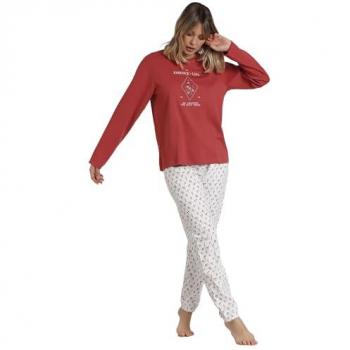 Pijama Largo de Mujer Admas de punto marrón