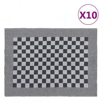 Set di 10 Strofinacci da Cucina in Cotone (Neri e Bianchi, 50x70 cm)