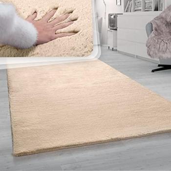 Kuscheliger Hochflor Kunstfell Teppich rund 80 cm