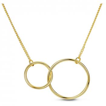 Collier SWEETIEE en Argent Pur 925 avec Pendentif Anneaux Entrelacés, Plaque Or 14K, Chaîne de 450mm