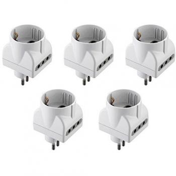 Adattatori 5‑pezzi – 1 Schuko, 2 10 A – Confezione Bianca – Electraline