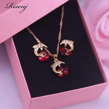 Pendientes y Collar Delfín Arcoíris