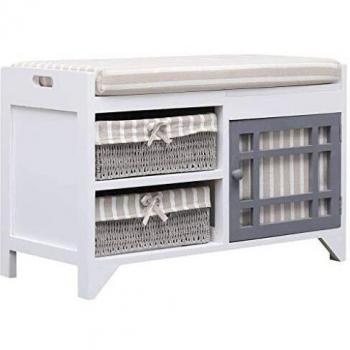 Modern White Paulownia Wood Hall Bench