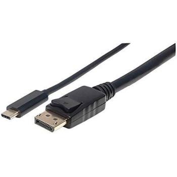 Manhattan USB-C to DisplayPort Cable, 4K, 2 m, Male to Male, 3840x2160-60Hz, 4K Ultra HD Video Aspect Ratio 21:9, Black, Polybag