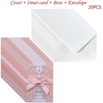 Invitations de mariage 20 pièces avec enveloppes et ruban 57BB