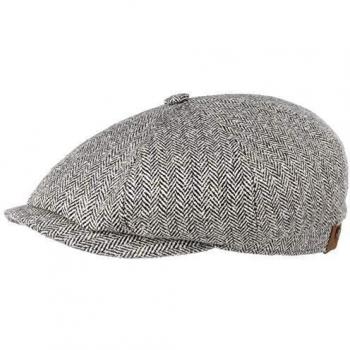 Women’s Stetson Hatteras Silk Flat Cap – 64 cm, Black‑White