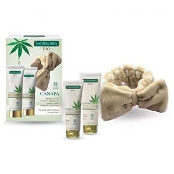 Naturaverde Bio Kit Canapa Bagno e Crema Corpo con Fascia per Capelli
