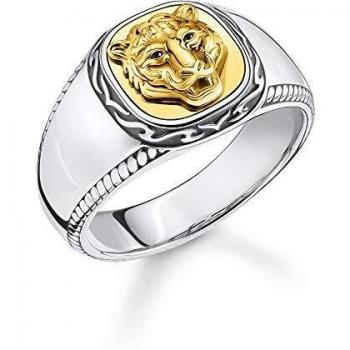 Anillo de tigre de plata con acabado en oro de 18k