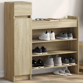Zapatero madera de ingeniería roble Sonoma 100,5x28x100 cm Marrón