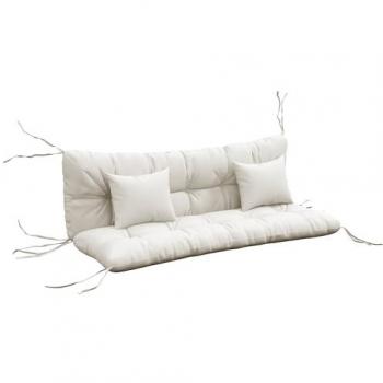 Outsunny 3-Seater Outdoor Cushion Set with Ties and Pillows