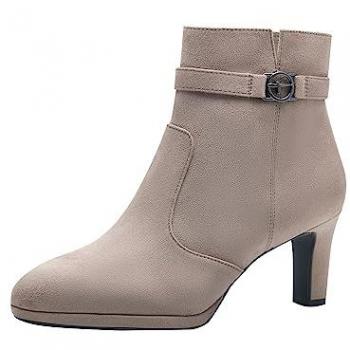Taupe Velvet-Tamaris Stiefelette mit eleganter Logozierreihe