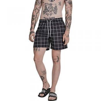 Urban Classics Herren Karierter Badeanzug Schwarz/Weiß L