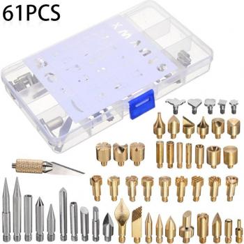 61-Piece Wood Burning Pen Set for Pyrography and Soldering
