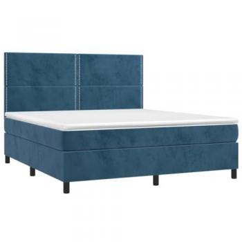 Giroletto a Molle Blu Scuro 160x200 cm con Materasso in Velluto