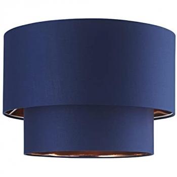 Chic Midnight Blue Cotton Ceiling Shade with Shiny Interior