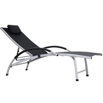 Tumbona reclinable de aluminio y textileno negro