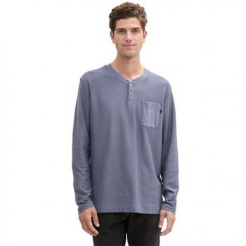 TOM TAILOR Grau Langarmshirt mit Brusttasche für Männer