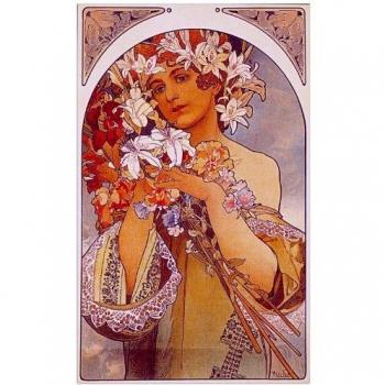 Artopweb EC22137 Mucha – Tablette de Bois à Fleurs
