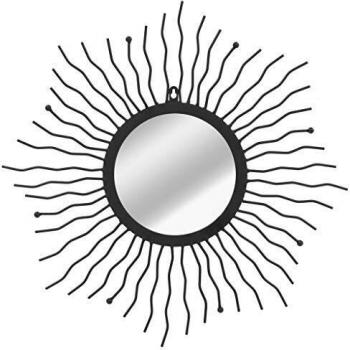 Specchio da Parete in Metallo a Raggiera 60 cm Nero