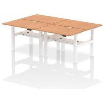 Air 4P Height‑Adjustable Back‑to‑Back Desk, 1200 × 800 mm, Scalloped Oak Finish