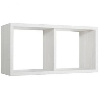 Étagère à mur 2 compartiments rectangulaire Chêne blanchi mod. Morgana Maxi