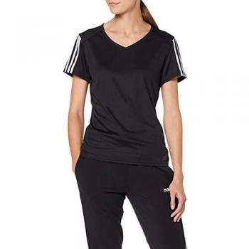 Adidas Damen Sport T-Shirt Run It 3-Streifen, Schwarz/Weiß, 2XS