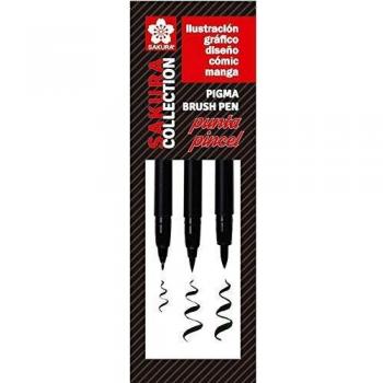 Set de Tres Rotuladores Punta Pincel Pigma Brush Pen Sakura Multicolor