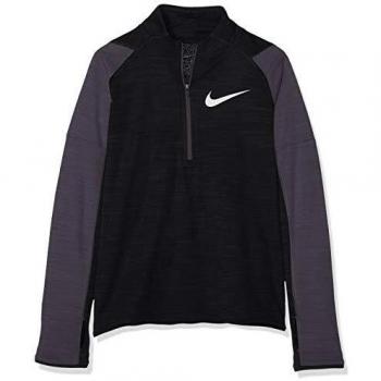 T-shirt Nike B NK Dry LS Top HZ Garçon, Manches Longues, Noir/Gris Tonnerre/Blanc, FR : S