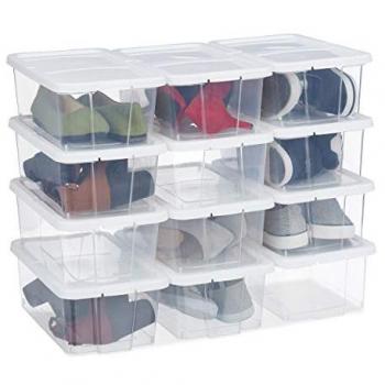 Pacchetto Relaxdays: 24 scatole plastiche trasparenti per scarpe con coperchio