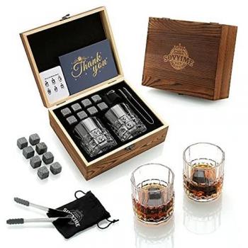 Granite Whiskey Stones with Scotch Glasses