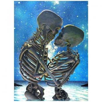Crâne Couplet en Diamants – Puzzle et Peinture 20X30 CM