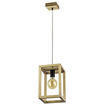Lampe Suspendue Kago Chêne Métal Noir Câble PVC Transparent