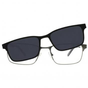 Rectangle Clip-On Metal Men's Prescription Glasses Grey Size 53