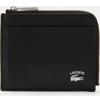 Cartera de piel negra con cremallera para hombre Lacoste