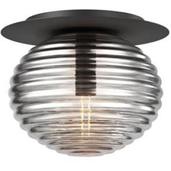 Deckenleuchte aus Metall mit Rauchglas, 35 cm, Schwarz