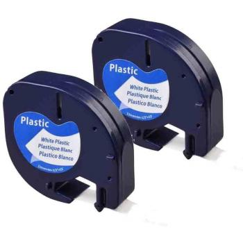 12mm White Plastic Label Tape for Dymo LetraTag 2 Pack