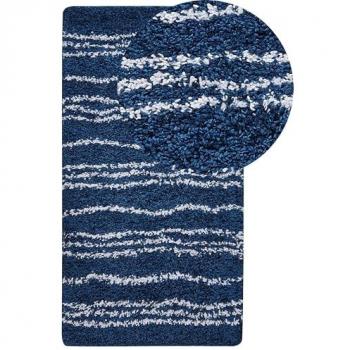 Beliani Tapis Rayé Blanc-Bleu, Polypropylène, 80 cm x 150 cm, Poil Long