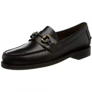 Sebago Men's Black Leather Loafers, Size 9 UK