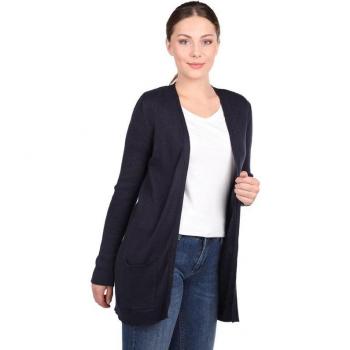 Cardigan donna blu notte con tasche frontali aperte